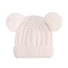 New Solid Color Cable Knit Double Pom Pom Hat for Kids - Warm Autumn/Winter Pullover for Babies & Toddlers
