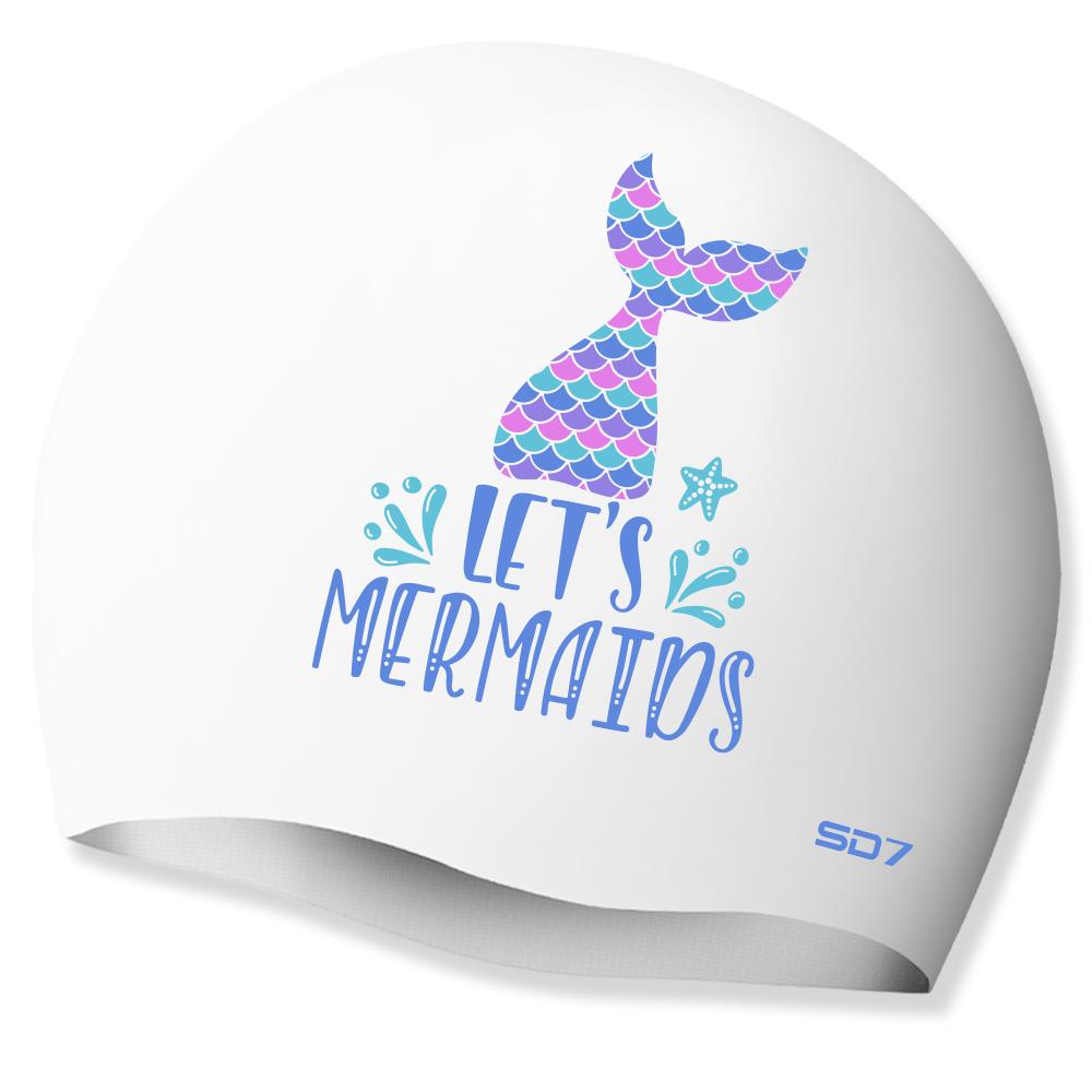 Eseudisebeun Sd7 Silicone Swim Cap Mermaid-Wht