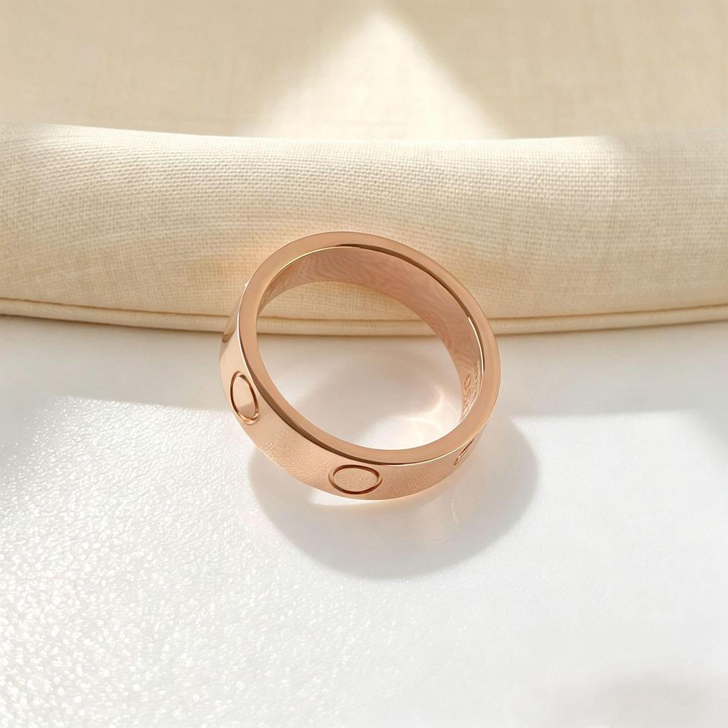 18K Rose Gold Plated Couple Rings: Starry Design, Wide & Narrow Bands, Plain & Nail Style for Men & Women