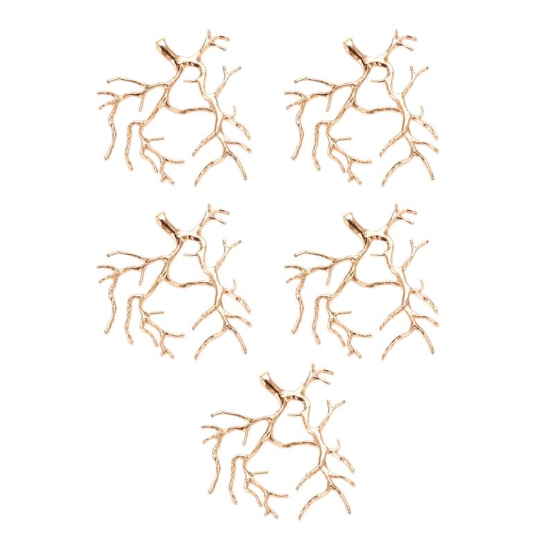 Set da 5 Pezzi Placcatura Rame Argento/Oro Base Vuota a Forma di Ramo Ciondoli per Collane per Creazione Gioielli Fai da Te Charms Gioielli alla Moda