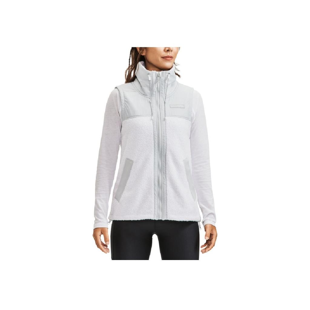 Under Armour Color Block Casual Stand Collar Sleeveless Vest Women Vests White 1366057-014