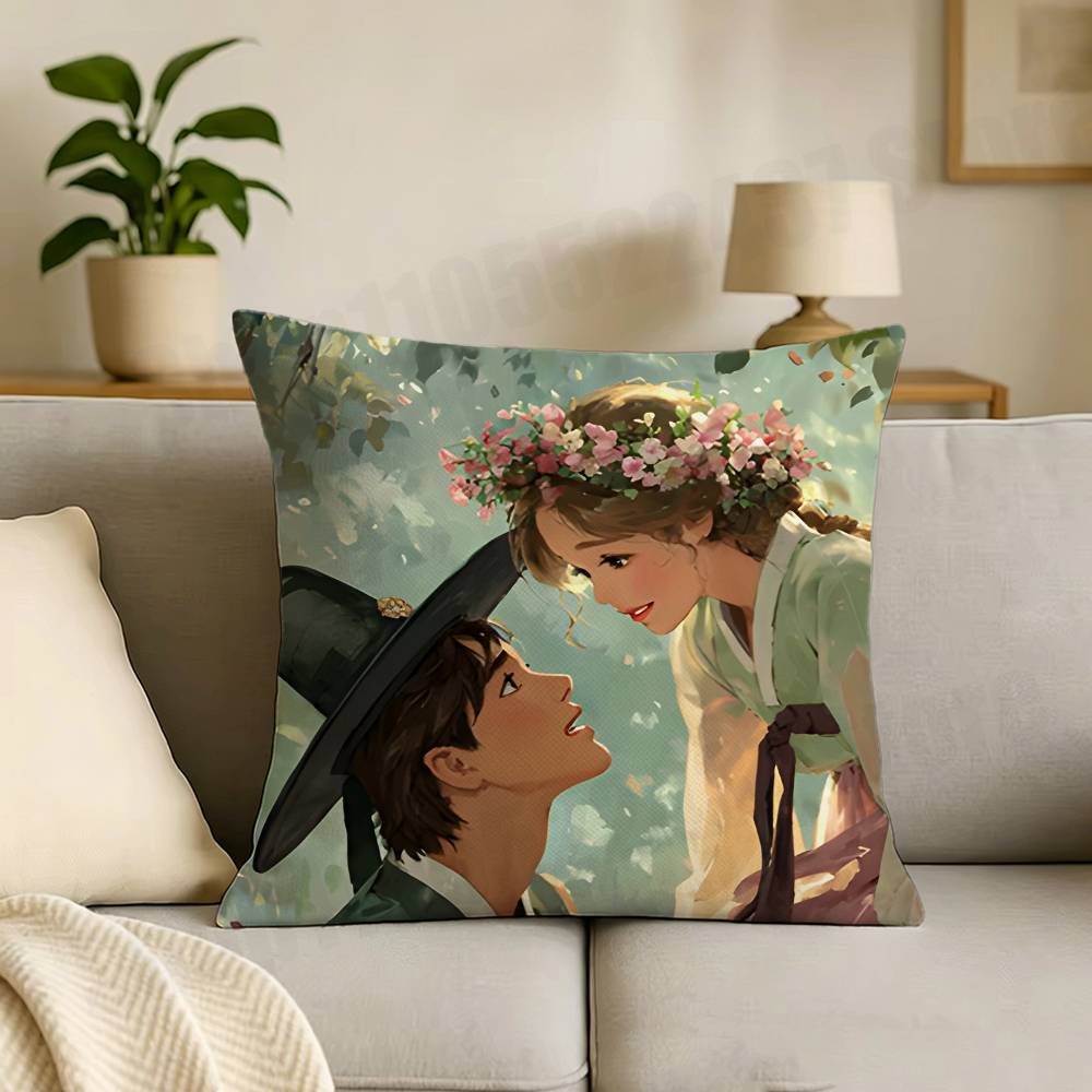 Korean Lover Cartoon Printing Pillowcase Customized Pillow Cover for Sofa Home Decor