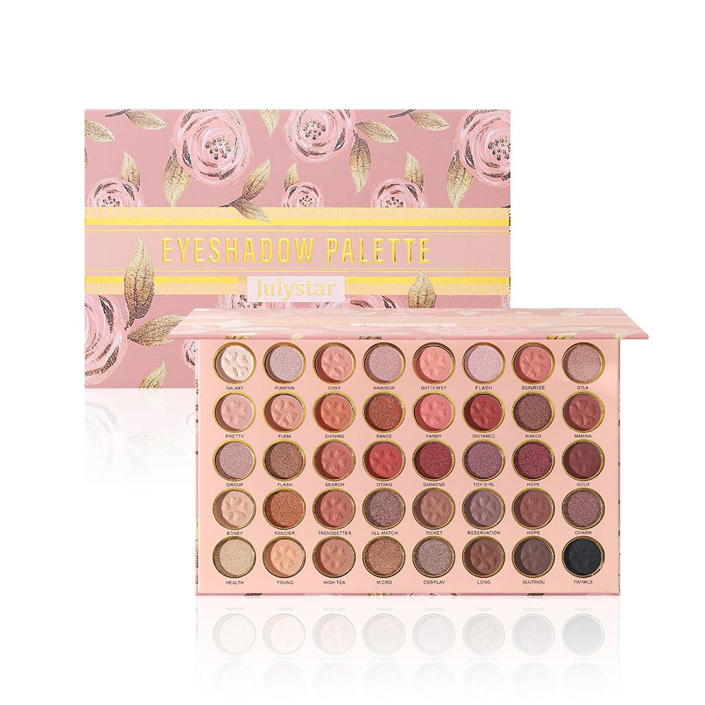 JULYSTAR 40 Colors Eyeshadow Palette, Romantic Pink Rose Matte Shimmer Eye Shadow Pallete, Long Lasting Nude Earth Tone