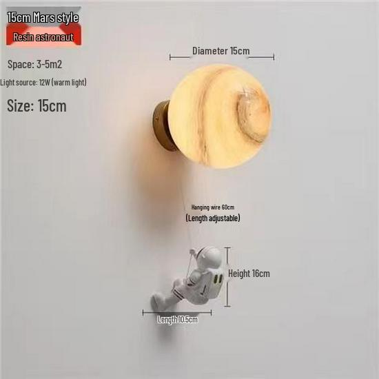 Kinder Astronaut Mond Wandleuchte - Modernes minimalistisches nordisches Design für Jungenzimmer