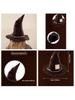 Halloween Witch Hat Brown Pointed with Scarecrow Patch for Costume Party Cosplay Photography Prop