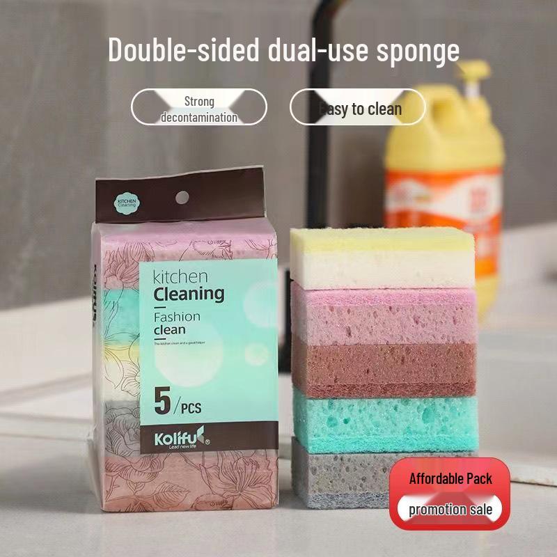 Durable Double-Sided Kitchen Sponge: Thick, Long-Lasting Scourer for Cleaning Dishes & Removing Oil Stains