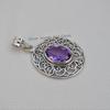 Natural Amethyst Pendant, Handmade Pendant, 925 Sterling Silver Pendant, Oval Amethyst Designer Pendant, Anniversary Pendant