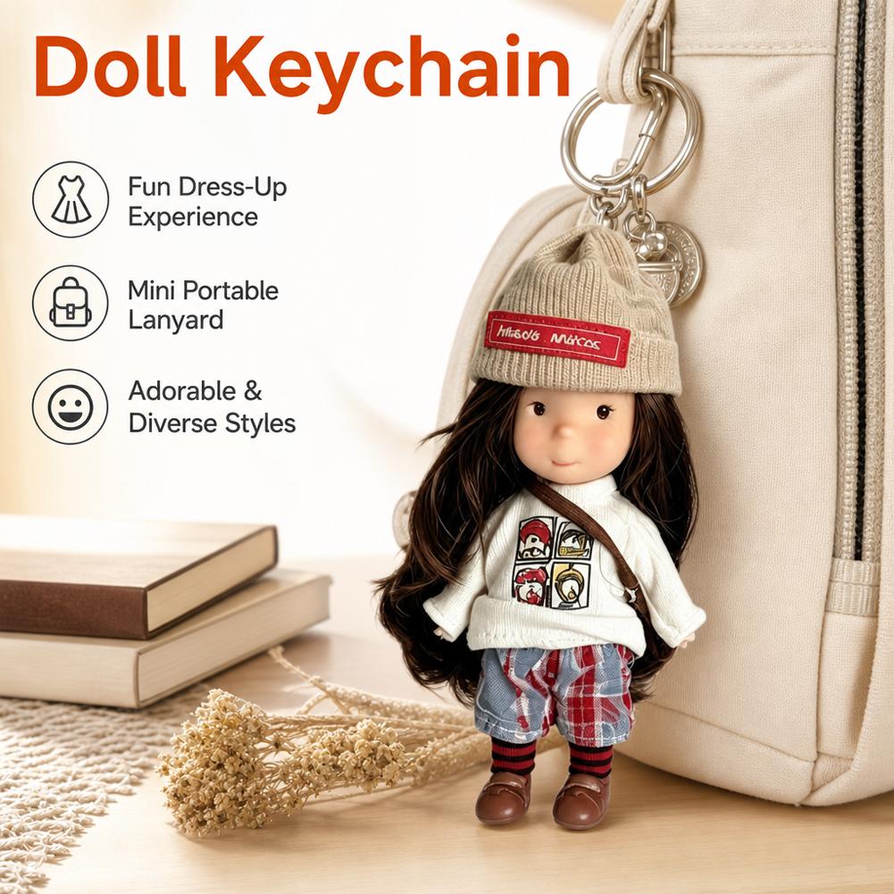 Mini Little Potato Doll Hanger Set Doll Schoolbag Key Pendant Figure Keychain Backpack Ornament Cartoon Doll Decor Gift