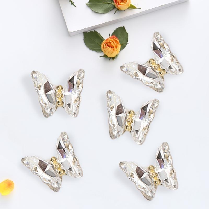 1Bag Butterfly Nail Charms Eye Catching Decorations with Rhinestones DIY Project Clothing Embellishment