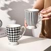 280ML Geometric Pattern Ceramic Mug Polka-dot Stripe Afternoon Tea Mug Living Room Decoration Household Mug Drinking Utensils