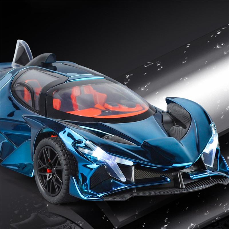 1/24 Apollo Project EVO Alloy Sports Car Model Diecasts Metal Electroplated Racing Car Vehicles Model Sound Light Kids Toy Gift