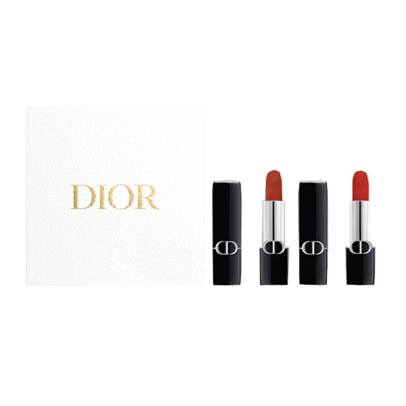 DIOR Lipstick 999 Legendary Red Lip Velvet +777 Blazing Red Orange Velvet No Gift Bag синий