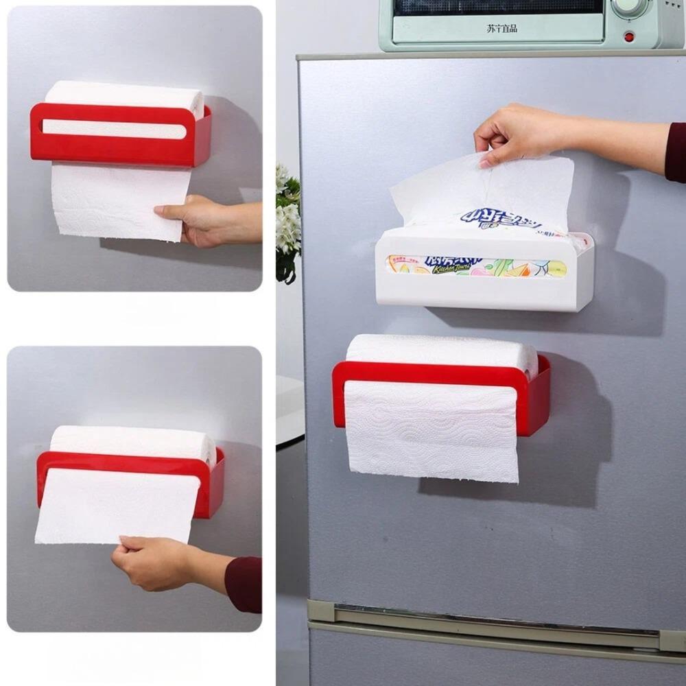 Magnetic Tissue Box Kitchen Fridge Side Storage Box No Drill Household Hand Towel Box Upside Down Tissue Rack