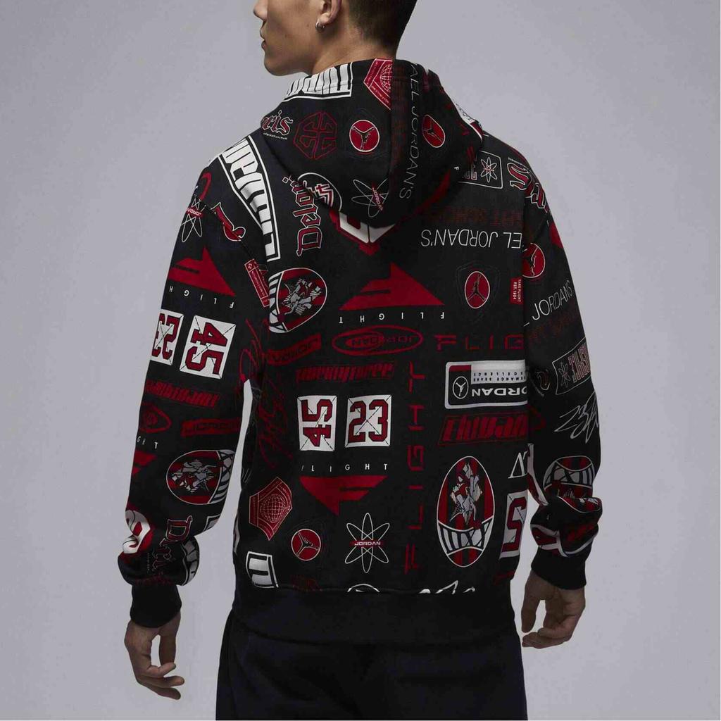 Jordan Essentials Fleece Printed Hoodie Men Tops Black Campus-Red HM7255010