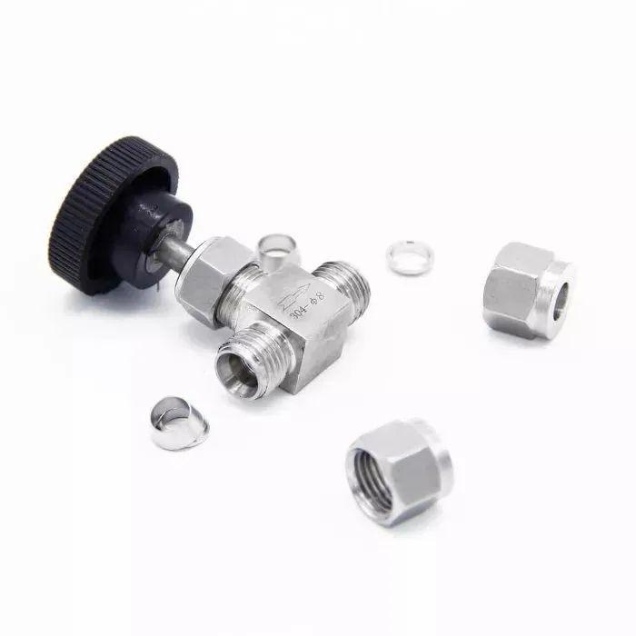 304 Stainless Steel Ferrule Valve, Double Ferrule Straight-through Valve 8mm, 1x 304 Stainless Steel Ferrule