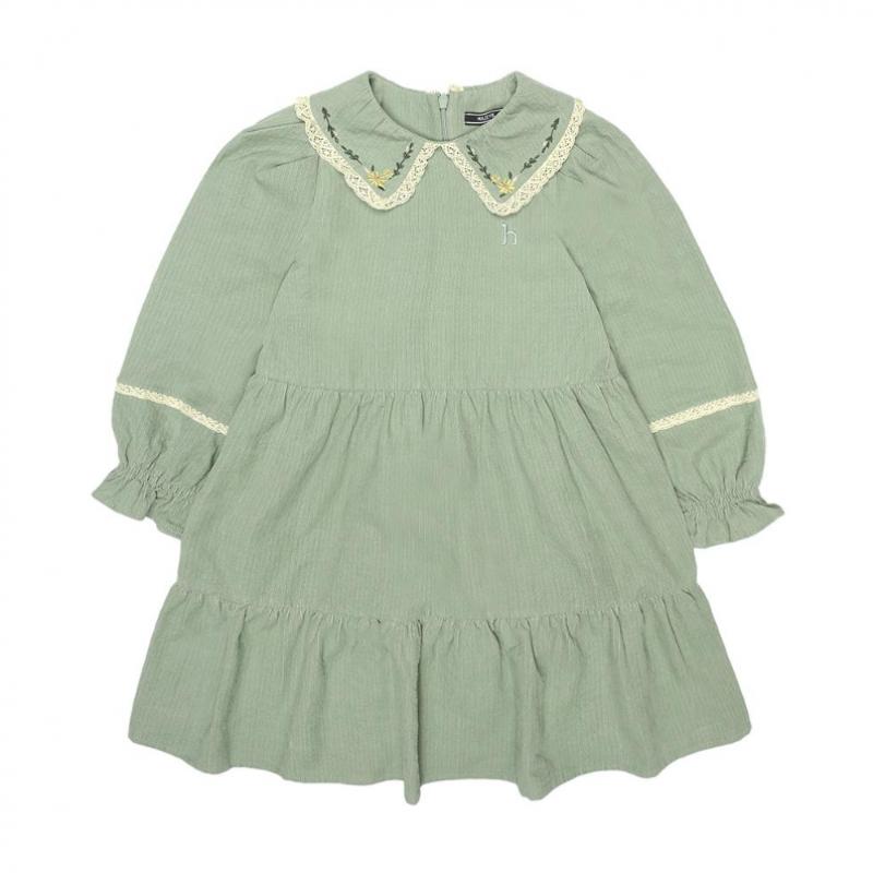 Hedgehog Kids Forest Corduroy Dress Mint