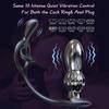 Vibrating Cock Ring Prostate Massager Dual Motor Couple Vibrator Metal Butt Plug Dual Penis Ring Clitoris Stimulator Adult Sex Toys for Men Remote