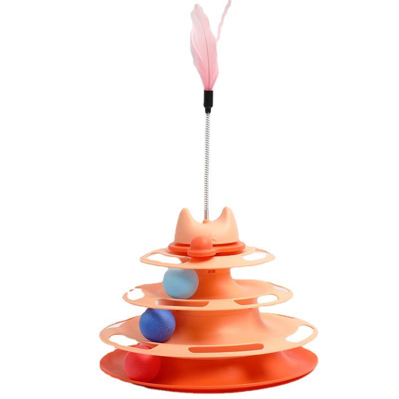 Self-Play Cat Teaser Toy: Turntable Ball & Bite-Resistant Stick for Kitten Boredom Relief