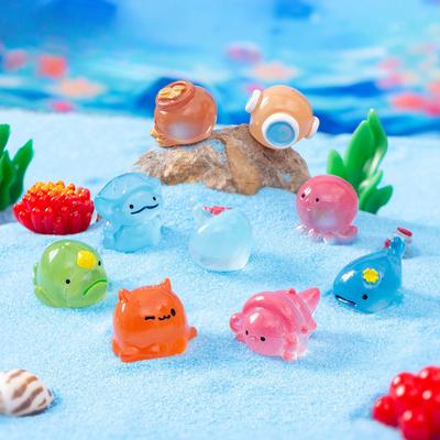 10 Peças Miniaturas de Animais Marinhos Multicoloridos Mini Enfeites de Resina Decoração de Jardim de Fadas Micropaisagem