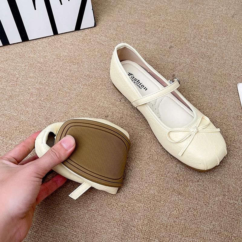 Fashion French Mary Jane Shoes Women 2025 Comfortable Inside Heightened Bow Strap Single Shoes