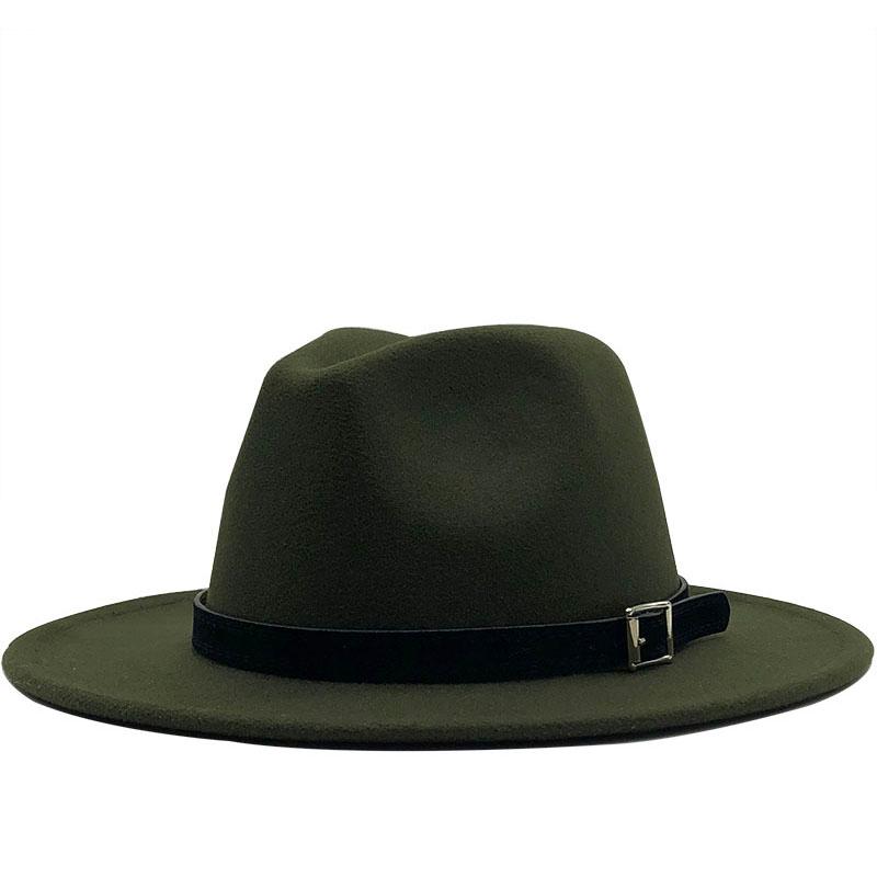 Acheter Chapeau Fedora à large bord blanc/noir 56-60cm, Chapeaux en feutre de laine Imitation pour femmes et hommes avec décor de chaîne en métal, Chapeau de Jazz Panama