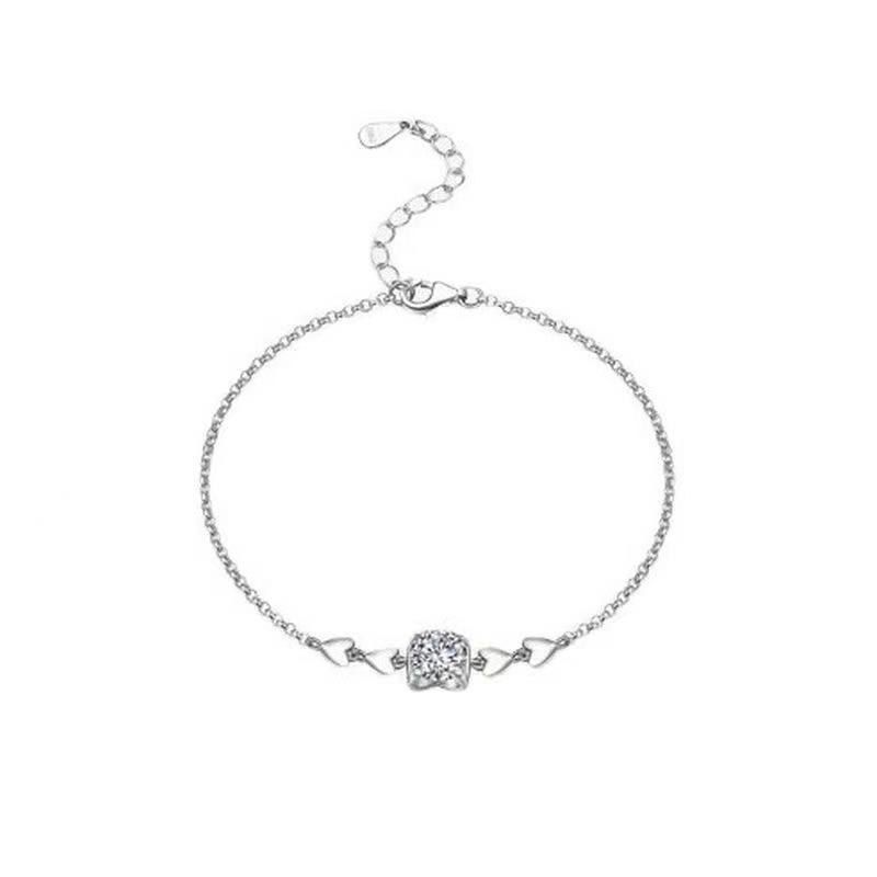 S925 Sterling Silver náramek Dámský Love Bull Head vykládaný 50 body Moissanite Oblíbené šperky na ruce Korejský styl Jednoduchý náramek Šperky