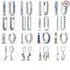 925 Silver Sparkling Cubic Zircon Colorful Square Shape Double Hoop Earrings For Women Wedding Engagement Jewelry
