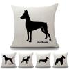 Black Dog Print Decoration Cotton Linen Cushion Cover Dachshund Shepherd Dog Doberman Pinscher Animal Sofa Pillow Case Cojines