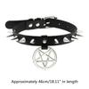 Spiked Choker Necklace PU Leather Goth Choker Collar with Pentagrams Pendant Punk Rock Collar Adjustable for Women Men