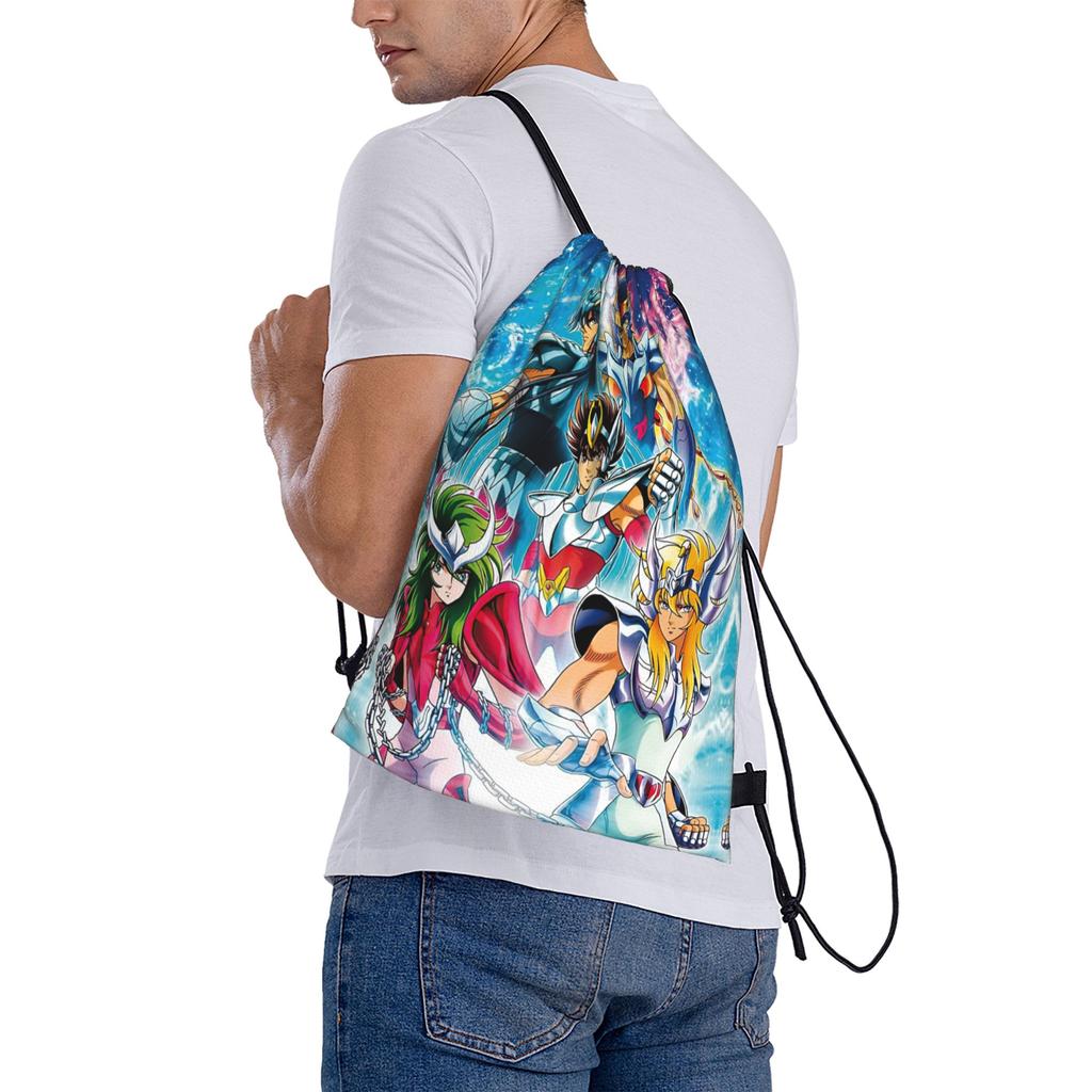 Custom Saint Seiyas Drawstring Backpack Sports Gym Bag for Women Men Anime Training Sackpack