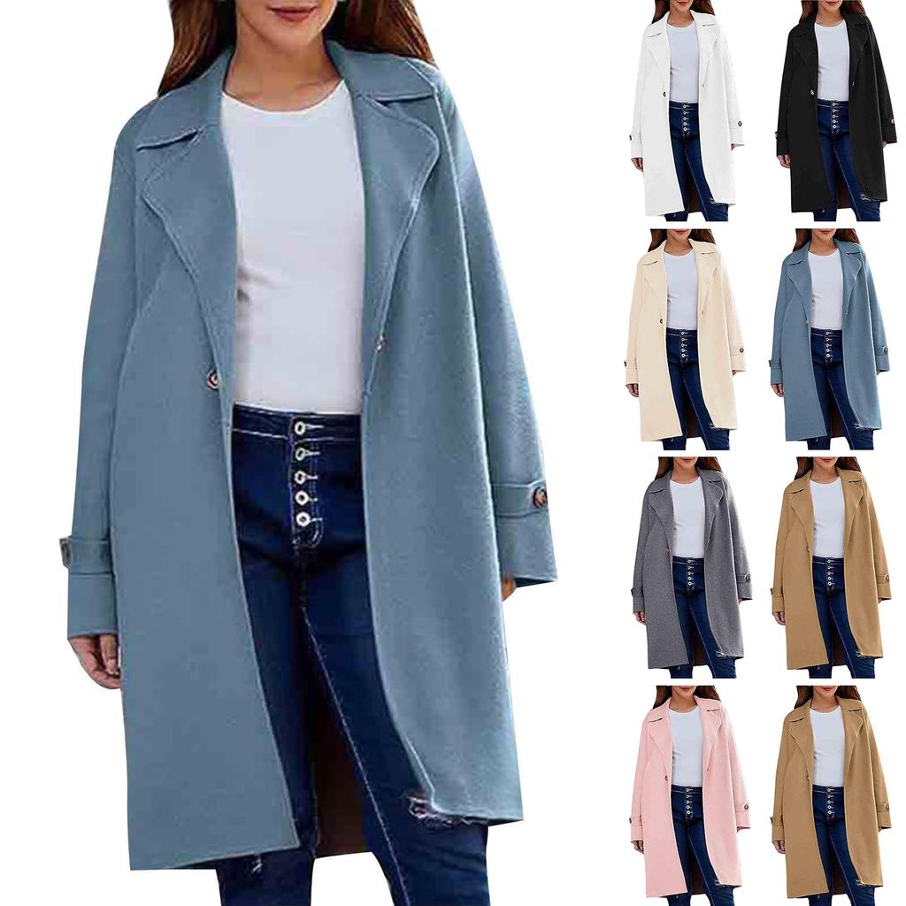 Women's Fashion Jacket Casual Solid-color Long-sleeved Cardigan Long Coat