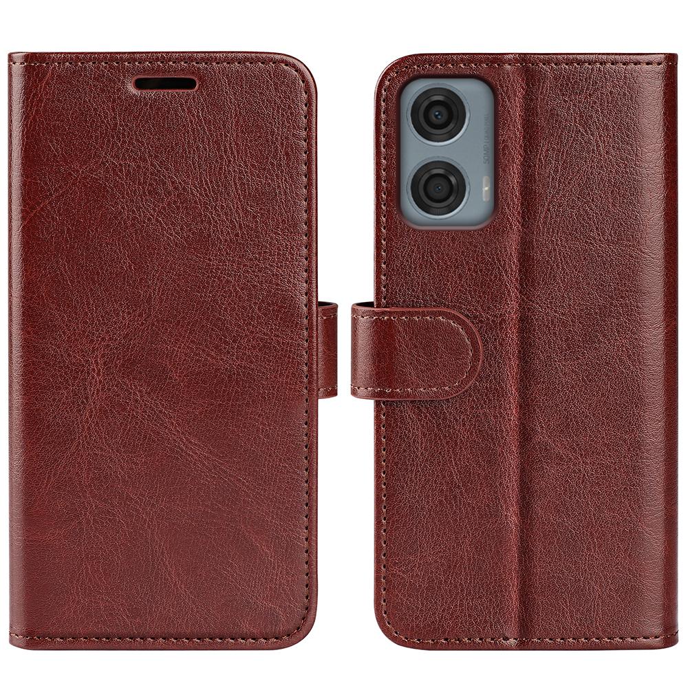

For Motorola Moto G24 Power Wallet Phone Case Crazy Horse Texture Stand Leather Cover Brown