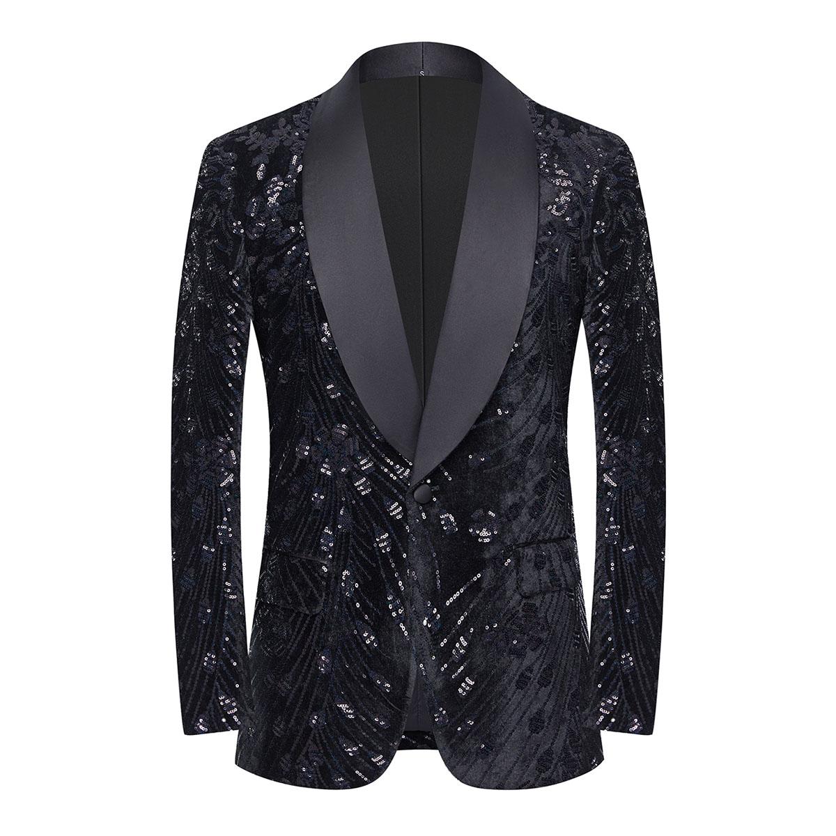 

Мужской стильный бархатный пиджак с пайетками, блестящие блейзеры 2XL