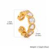 Ear Cuff Cartilage Stacking C-Shaped CZ Thick Earring, 18K Gold Plated Stainless Steel Clip On, 1Pc Single Fake Piercing Jewelry