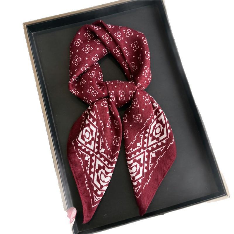 Geometric plaid imitation velvet herringbone pattern cotton and linen small square scarf silk scarf headscarf shawl sun protection scarf women's scarf
