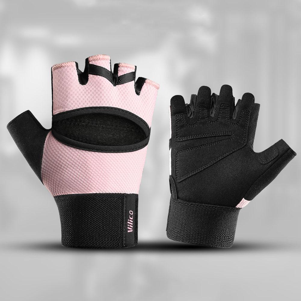 1 Pair Sports Fitness Half-Finger Gloves Breathable Back Design Non-Slip Prevent Calluses Gloves for Yoga and Outdoor Cycling