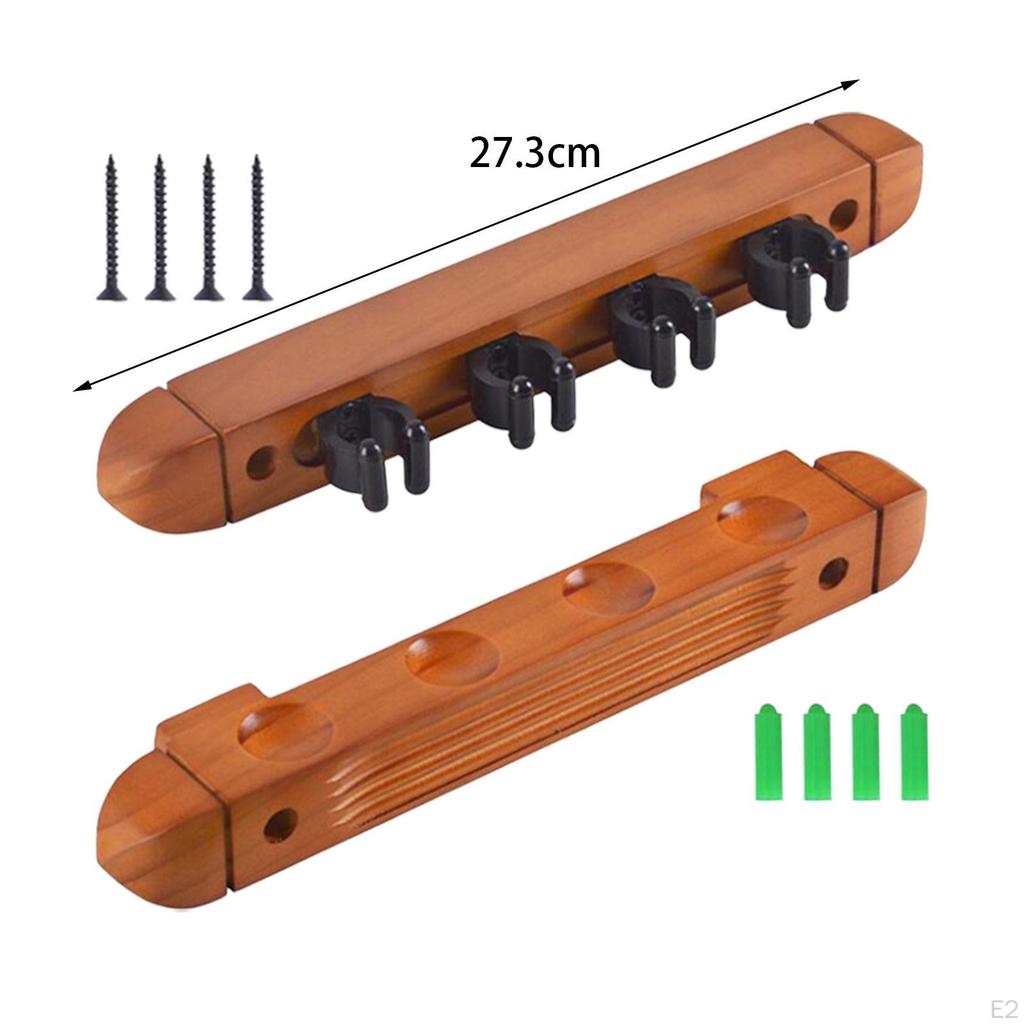 Billiard Cue Claw Billiards Foot Rest Storage Fishing Rod Holder Wall Rack with 4 Clips