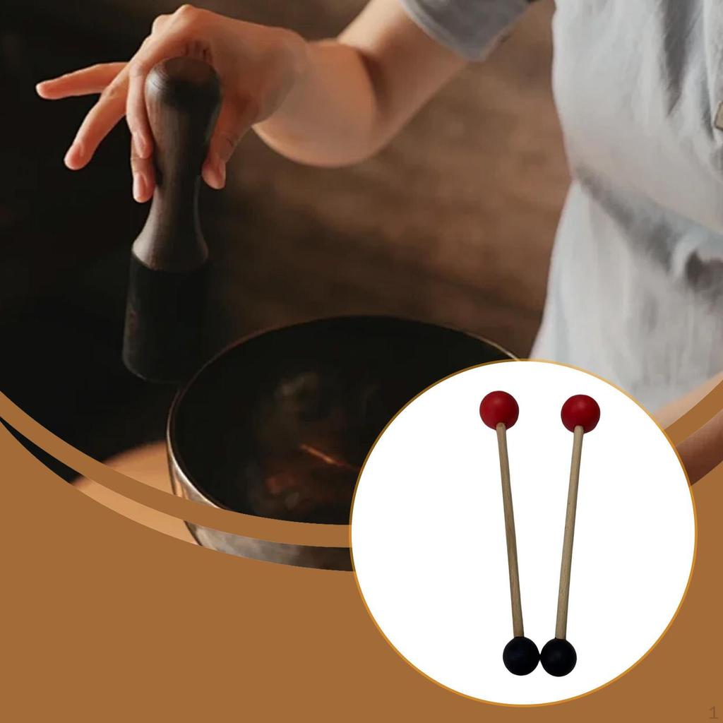 Mallet Set, Doubleheaded Rod, Wooden Handle, Felt Rubber Ball for Various Striking , Ergonomic