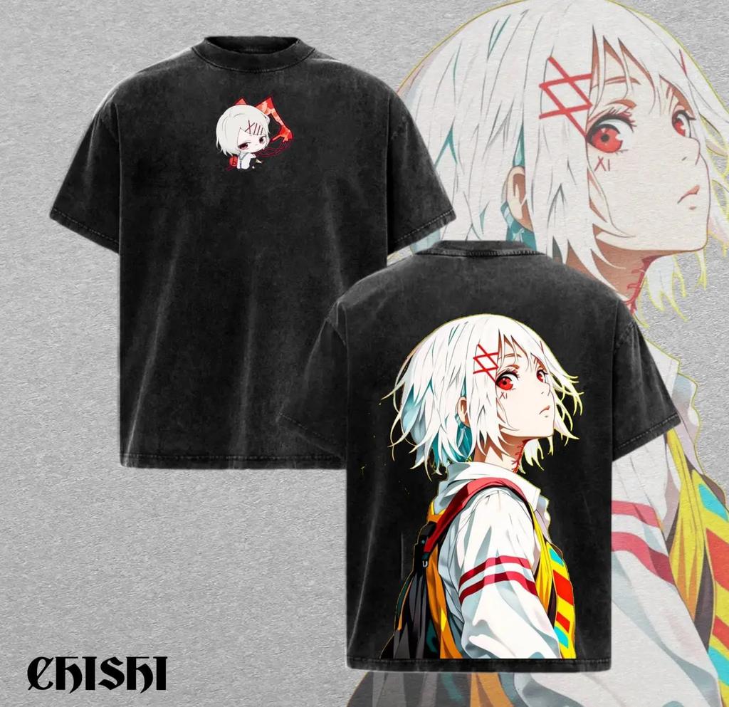 Tokyo Ghoul Juzo Suzuya T-shirt Anime Washed Oversized T Shirt Men Women Clothing Summer Short Sleeve Pure Cotton Tees Tops