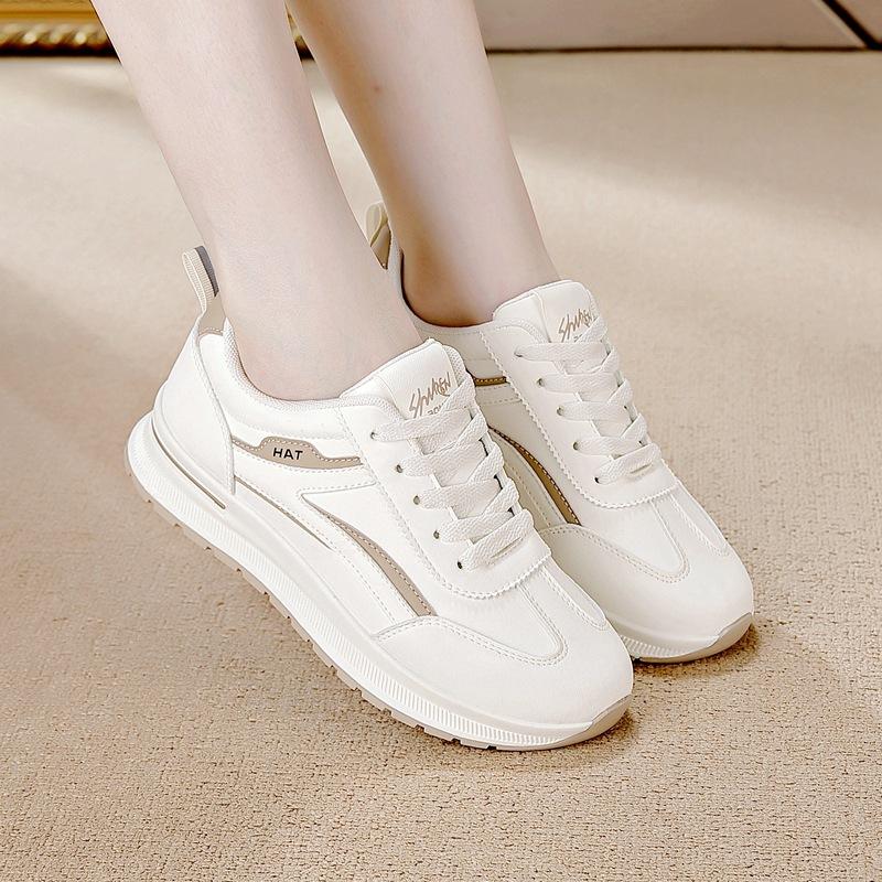Ledersneaker Damen Herbst und Sommer 2025 neu vielseitig leicht weiche Sohle lässig flacher Boden atmungsaktive weiße Schuhe Damen