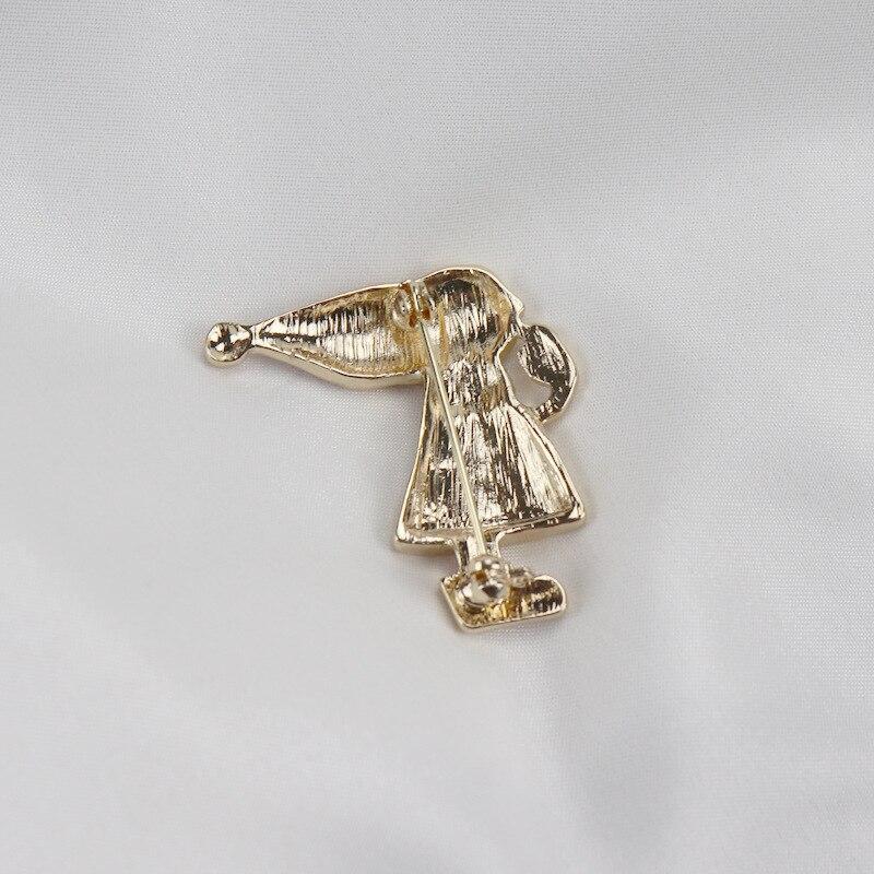 Blucome Enamel Craft New Christmas Girl Brooch for Women Men Suit Scarf Hijiab Pins
