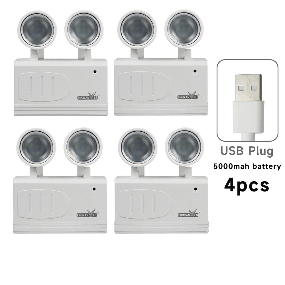 LED Emergency Lights Two Head Adjustable Commercial Emergency Lamp Fire Fighting Light Wall-mounted Rechargeable Exit Light