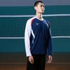 Mizuno Atmungsaktives Schnelltrocknendes Pullover Langarm Badmintonshirt Unisex Oberteile Blau Rot Weiß C2CA43Z128