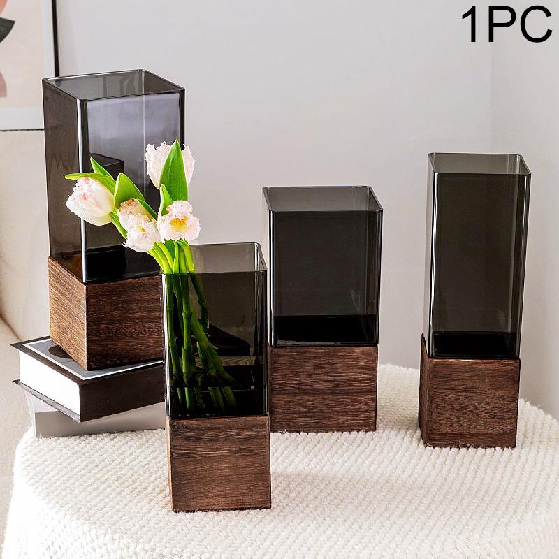 10/12x25/30cm Ornaments Multifunctional Acrylic Vase High-End Square Shape Elegant Home Decor Minimalist 1 Set