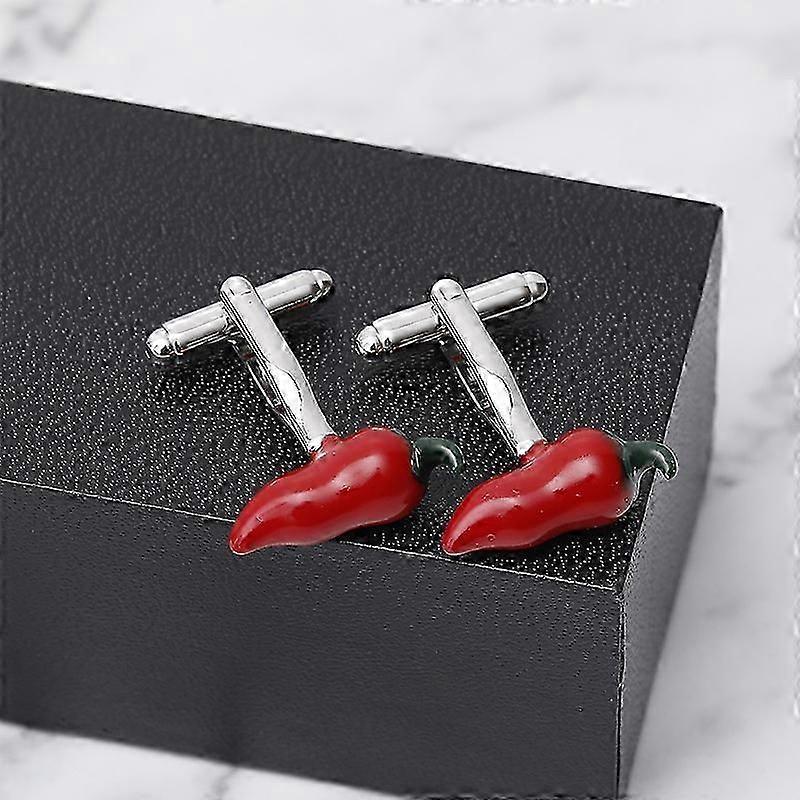 Korean Style Men's Shirt Cufflinks with Creative Red Chili Pepper and Small Red Chili Pepper Styles (P1028) Szsh181