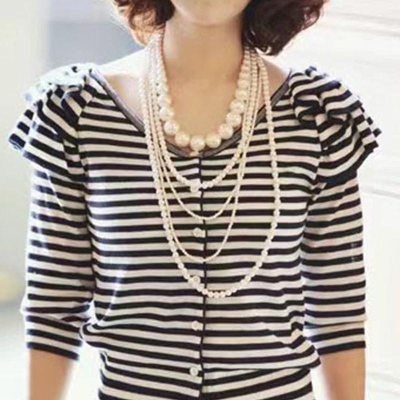 Set Elegant de Colier cu Mai Multe Șiraguri de Perle Faux și Cercei cu Mărgele pentru Femei, Set de Bijuterii Stilat pentru Pasionații de Modă