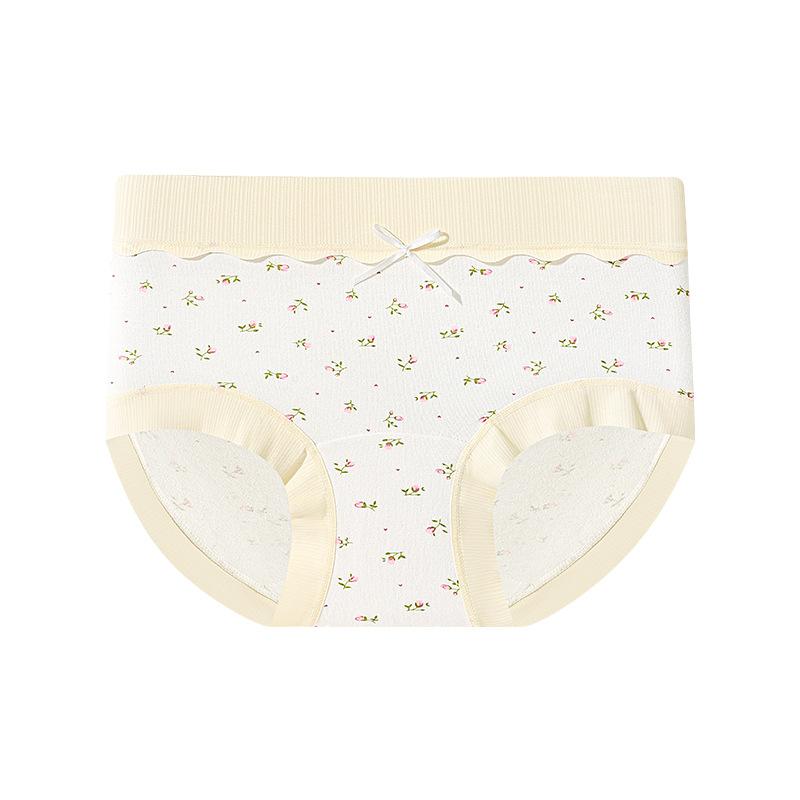 Women s New Summer Sweet Printed Cotton Breathable 10A Extended Crotch Waist Triangle Briefs M