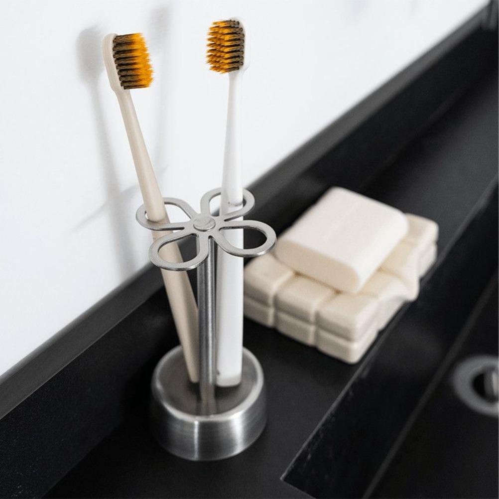 Kreativer Edelstahl-Zahnbürstenhalter Glücksklee-Zahnbürstenhalter Arbeitsplatten-Aufbewahrungsregal Badezimmerzubehör