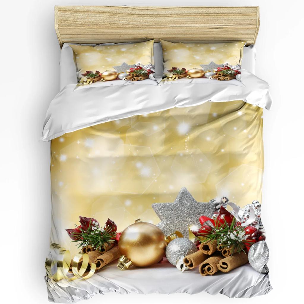 Christmas Tree Christmas Bells Stars Duvet Cover Bed Bedding Set Home Quilt Cover Pillowcases Bedroom Bedding Set No Sheet