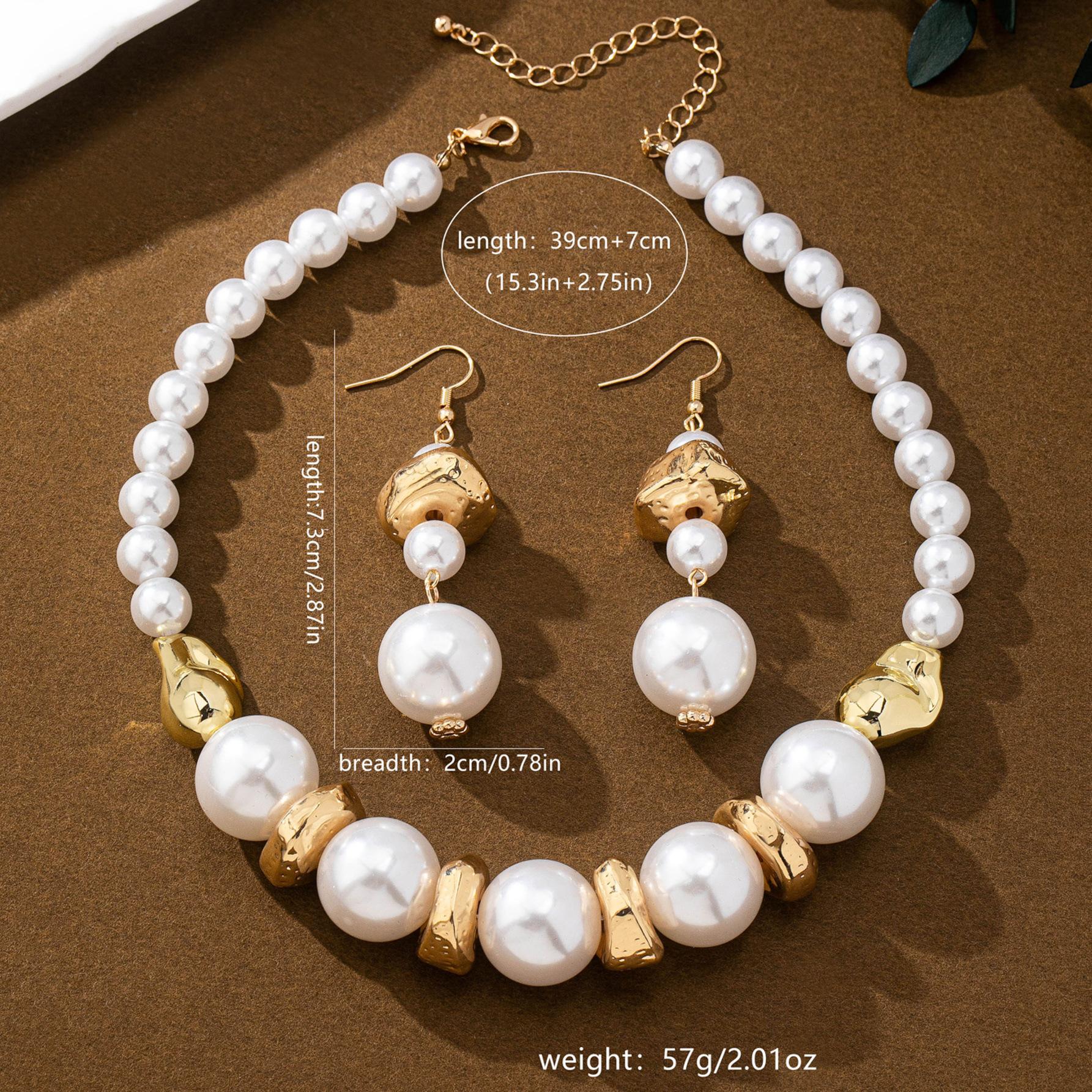 

Green Imitation Pearl Necklace Earring Women Girls Gifts Jewelry Set Party Gift